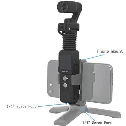 FeiyuTech Pocket2S pocket gimbal with phone mount and tripod base, black 4K cam stabilizer on Tampa Home & Garden Store