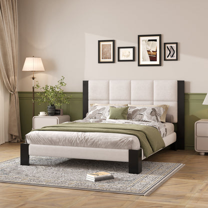 Boucle Queen Bed Frame With A Soft Headboard