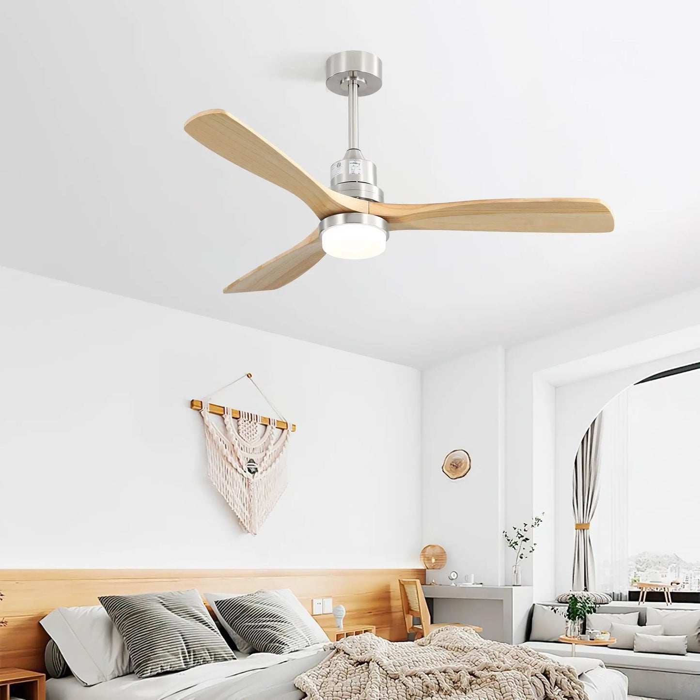 Indoor Ceiling Fan with Dimmable LED Light Remote