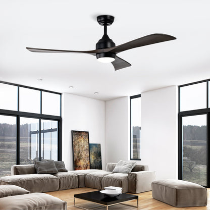 52in Solid Wood Blades Ceiling Fan with Lights remote control, black finish, HouseOfZazla on Tampa Home & Garden Store