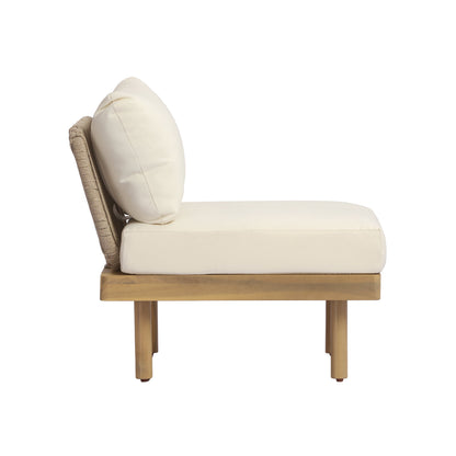 Acacia Wood Outdoor Armless Chair With A Cushion
