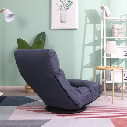 Adjustable Japanese reclining floor chair in dark blue fabric with metal frame on Tampa Home & Garden Store