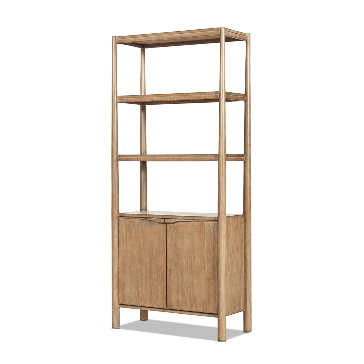 Natural reclaimed wood bookcase with lower cabinet, 86 in tall, open shelves, HouseOfZazla on Tampa Home & Garden Store