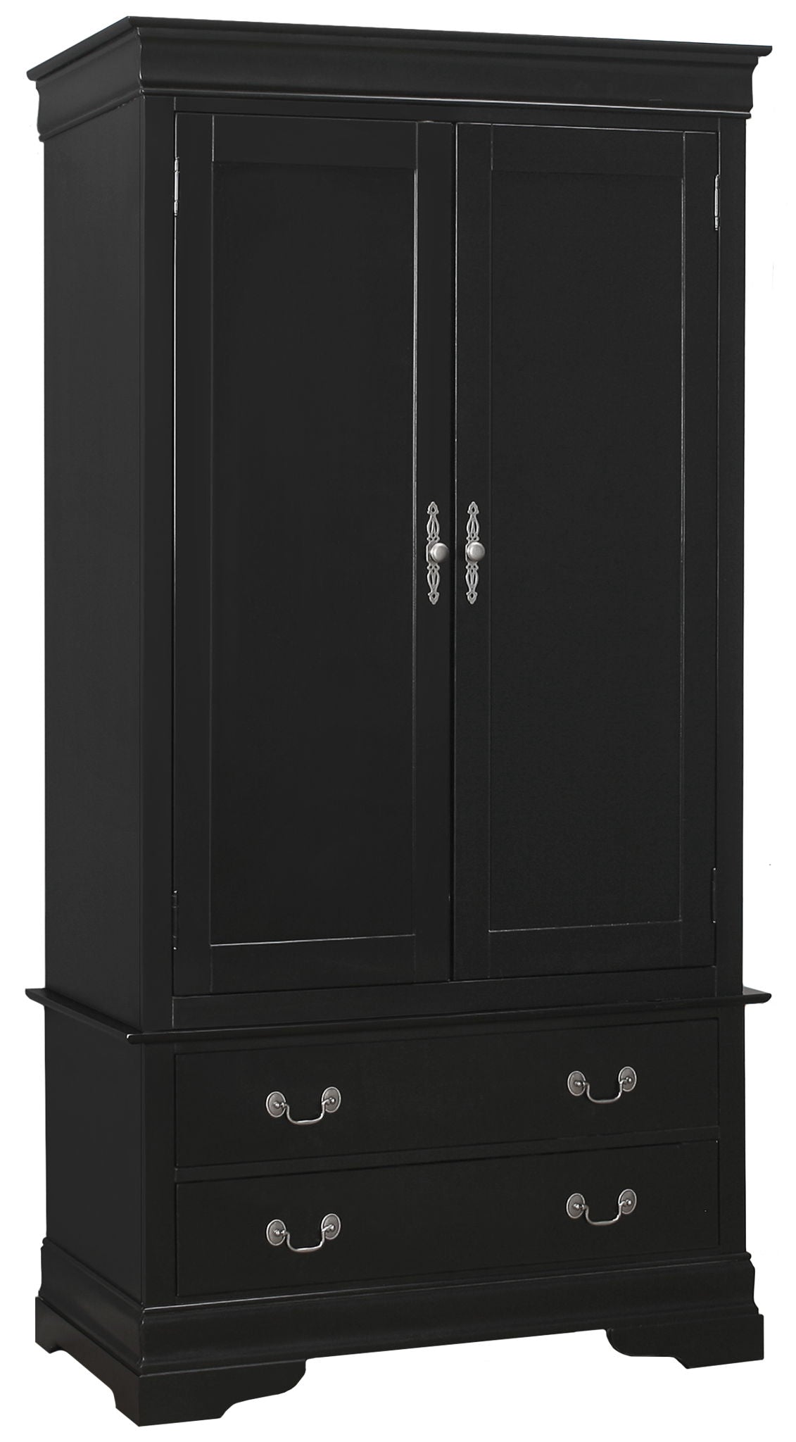 Black traditional chifforobe armoire with two doors and metal handles HouseOfZazla on Tampa Home & Garden Store