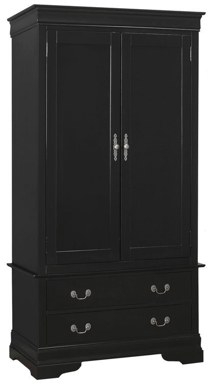 Black traditional chifforobe armoire with two doors and metal handles HouseOfZazla on Tampa Home & Garden Store