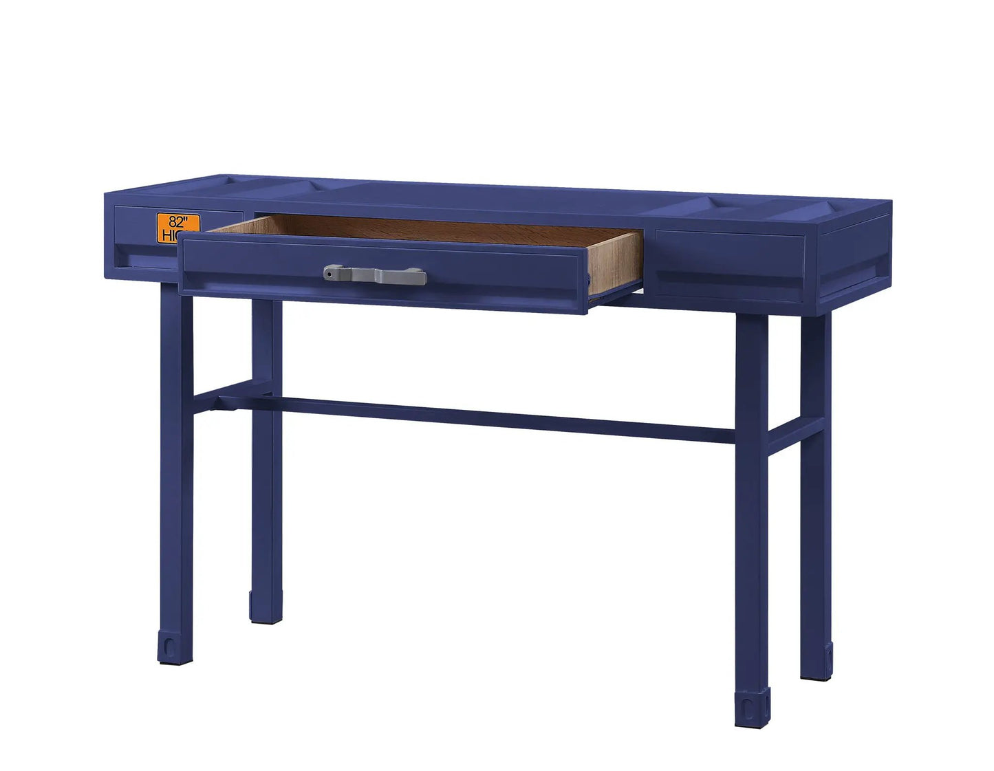 Cargo vanity desk navy blue with open wood drawer and built-in storage Unique Piece Furniture on Tampa Home & Garden Store