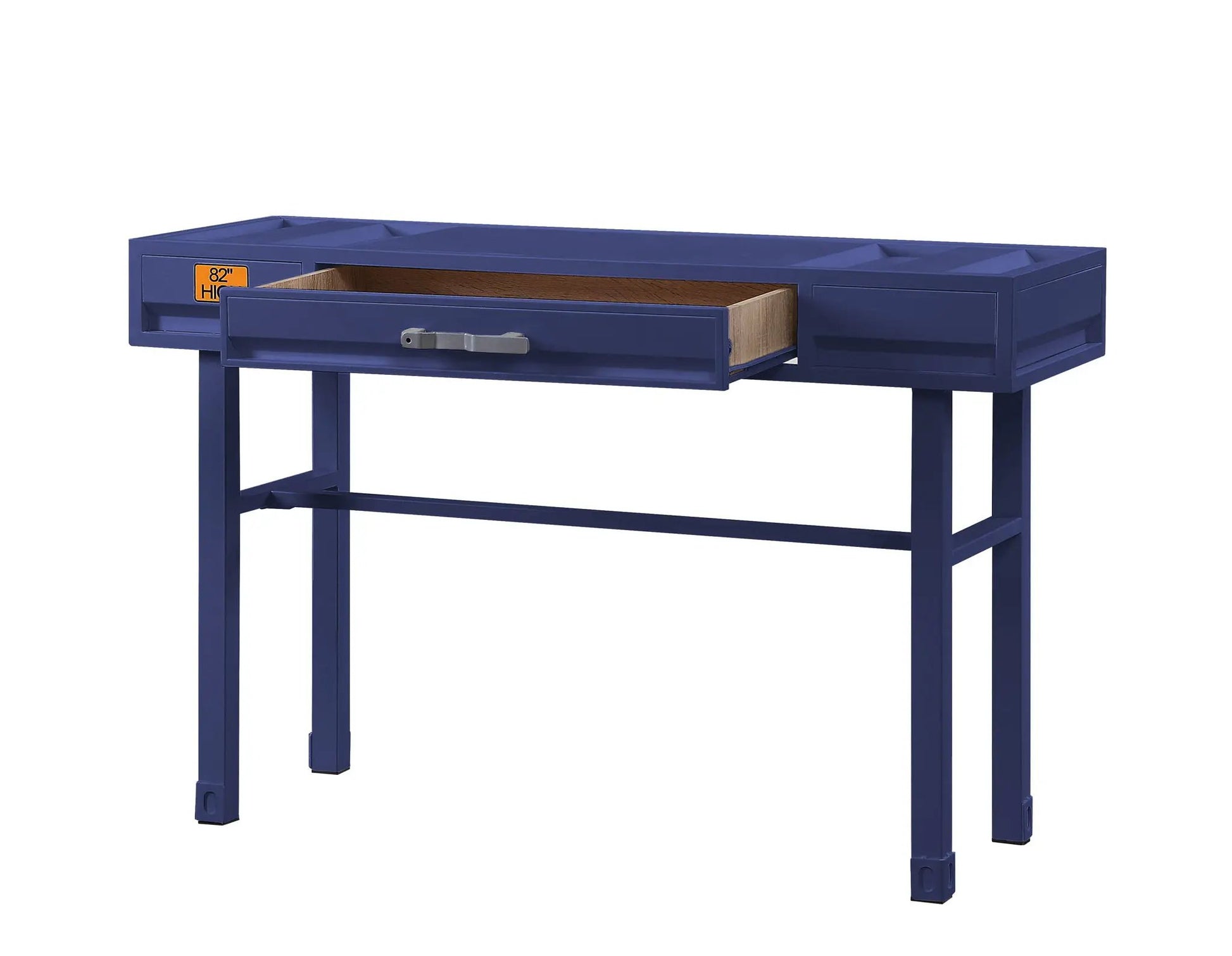 Cargo vanity desk navy blue with open wood drawer and built-in storage Unique Piece Furniture on Tampa Home & Garden Store