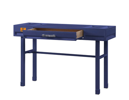 Cargo vanity desk navy blue with open wood drawer and built-in storage Unique Piece Furniture on Tampa Home & Garden Store
