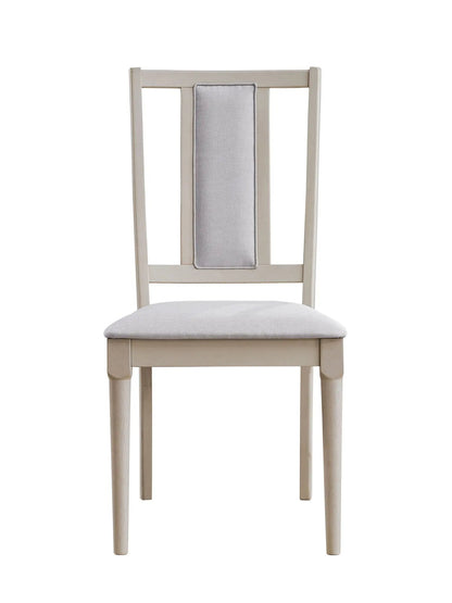 Marta Side Chair set of 2 in beige natural wood with light gray upholstered seat and back on Tampa Home & Garden Store