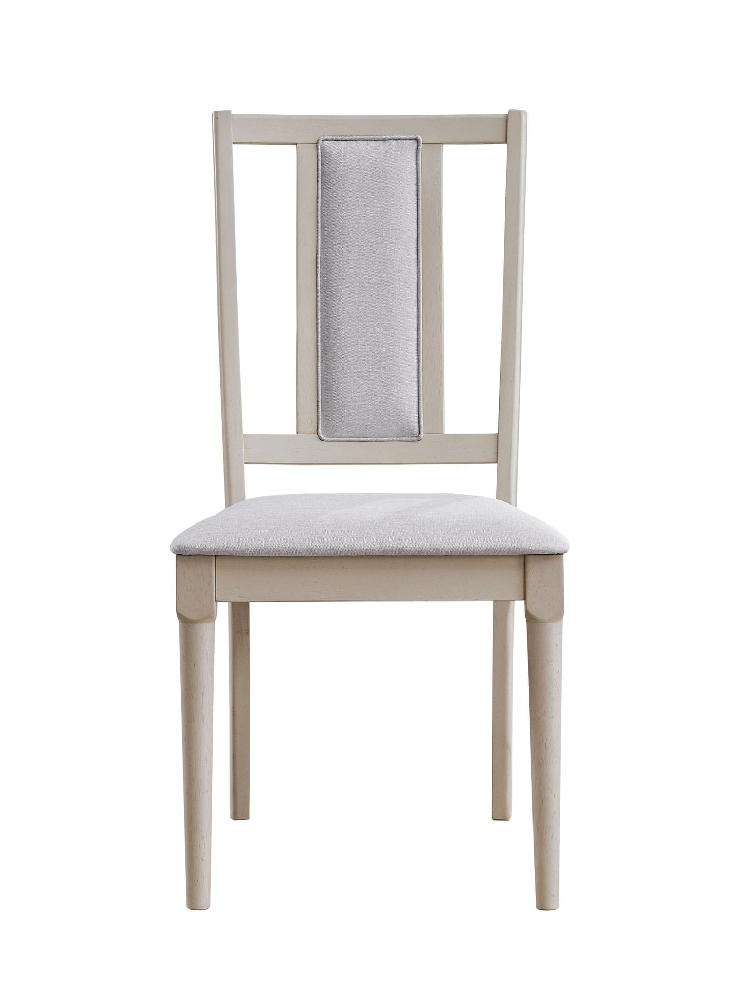 Marta Side Chair beige natural wood with gray fabric back cushion and padded seat on Tampa Home & Garden Store