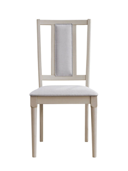 Marta Side Chair beige natural wood with gray fabric back cushion and padded seat on Tampa Home & Garden Store