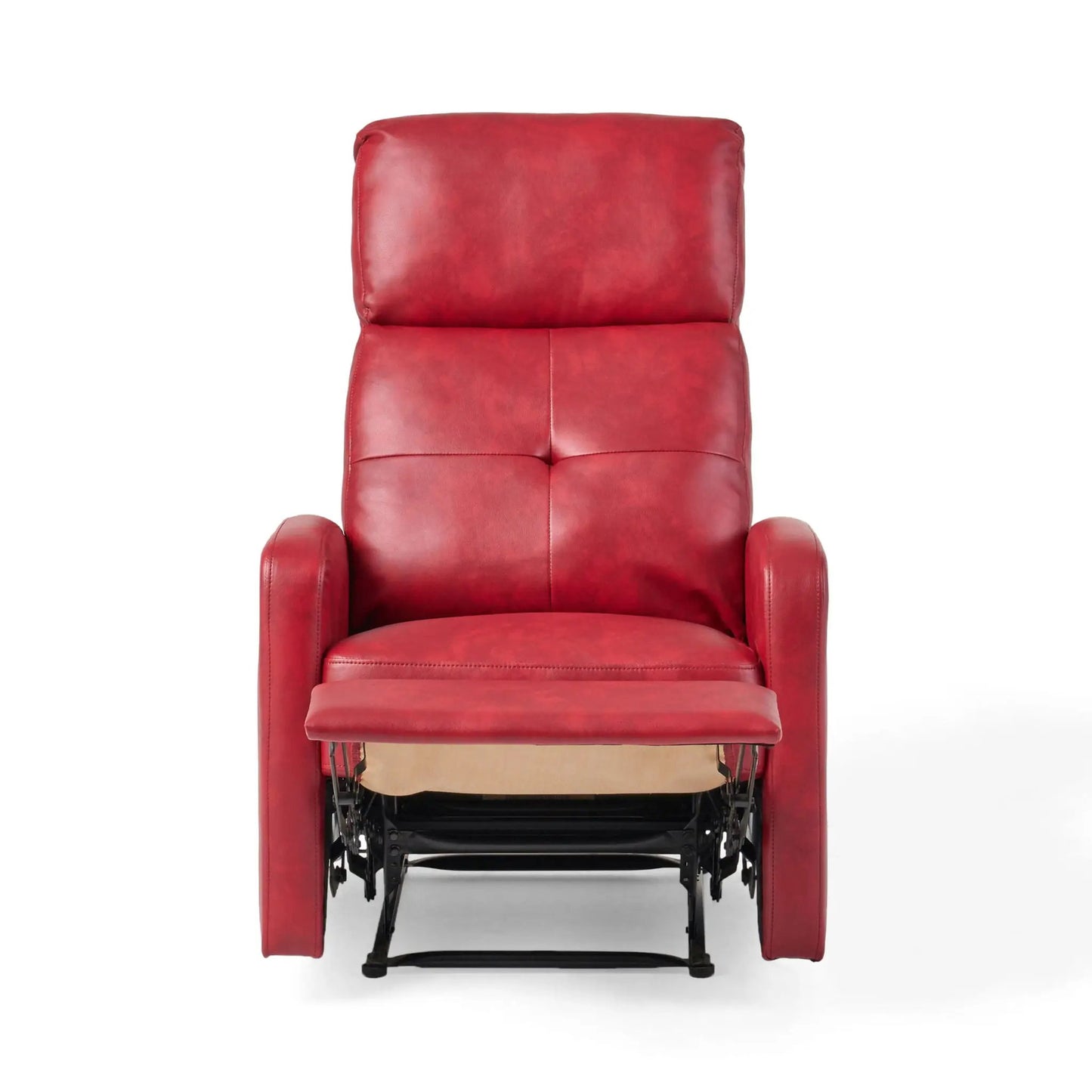 Contemporary red leather recliner chair with push-back function, single-seat design on Tampa Home & Garden Store