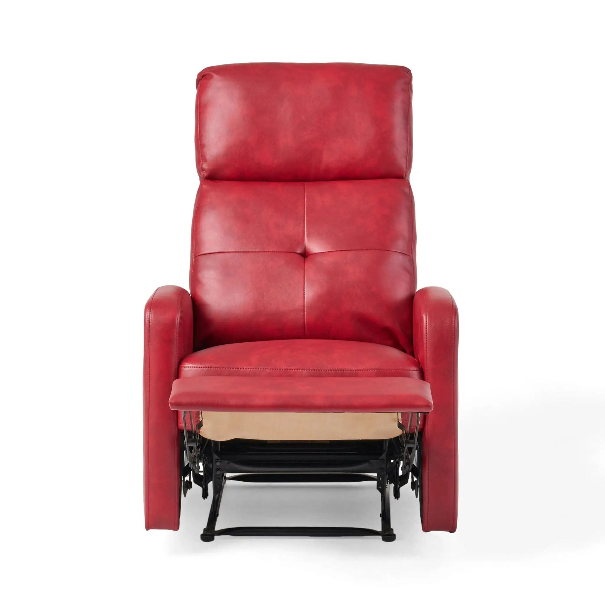 Contemporary red leather recliner chair with push-back function, single-seat design on Tampa Home & Garden Store