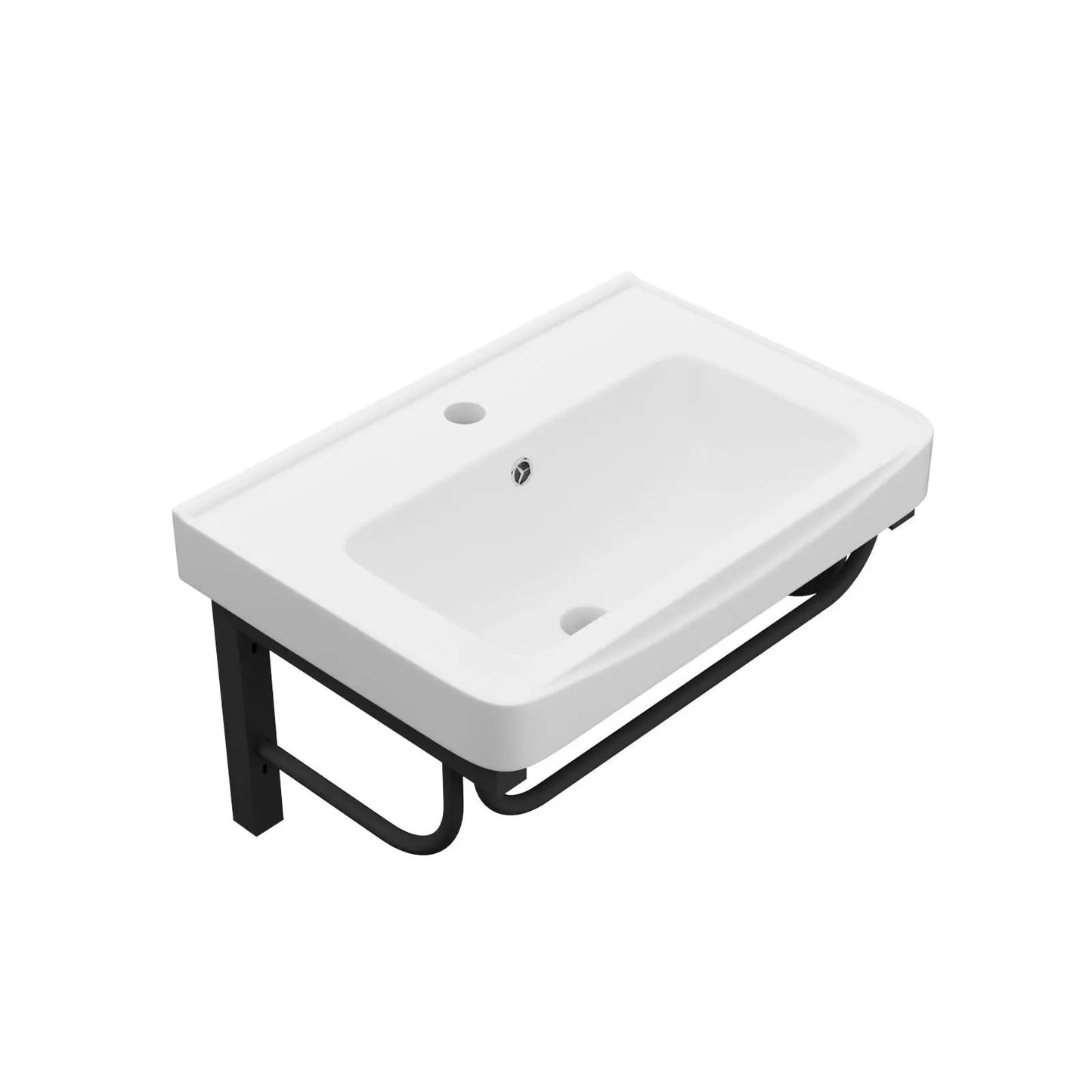 Wall Mounted Rectangular Sink With Towel Bar