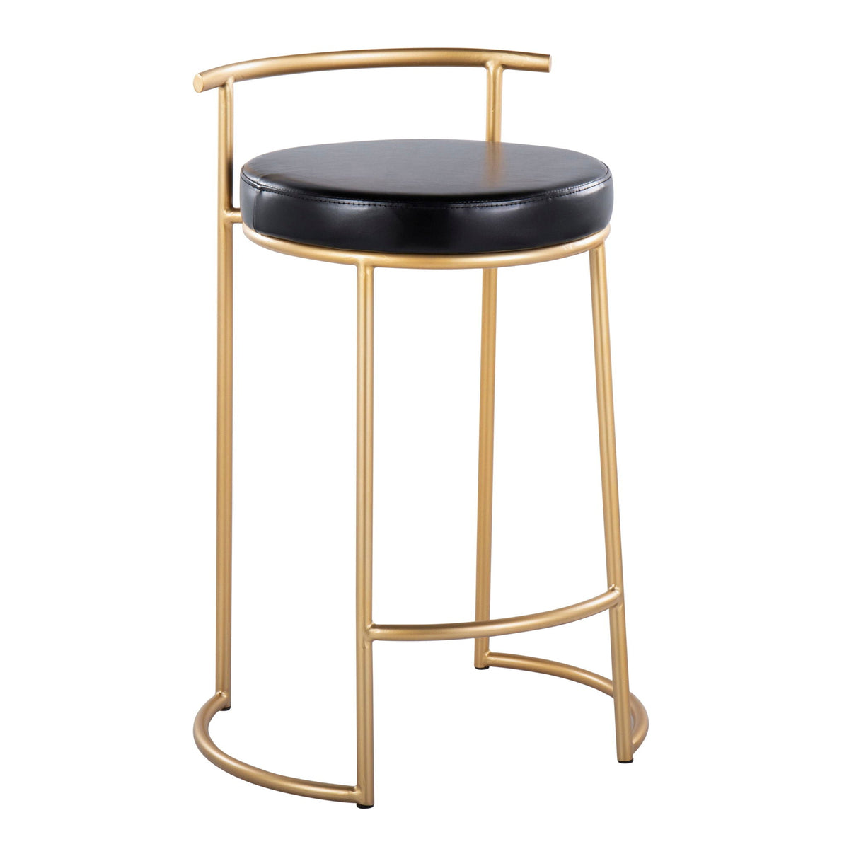 Contemporary round counter stools set of 2 by HouseOfZazla with padded black seat and gold frame on Tampa Home & Garden Store