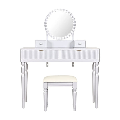 Luxury Vanity Desk Round Mirror Dressing Table