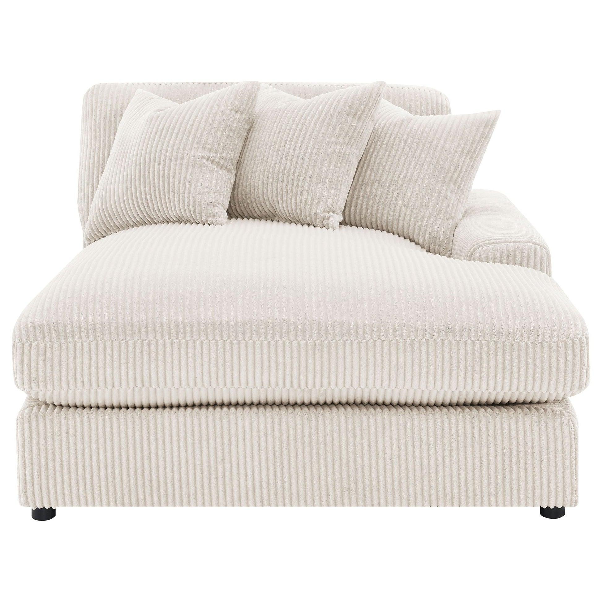 Cassidy Upholstered Sectional Sofa with three beige corduroy cushions by HouseOfZazla on Tampa Home & Garden Store