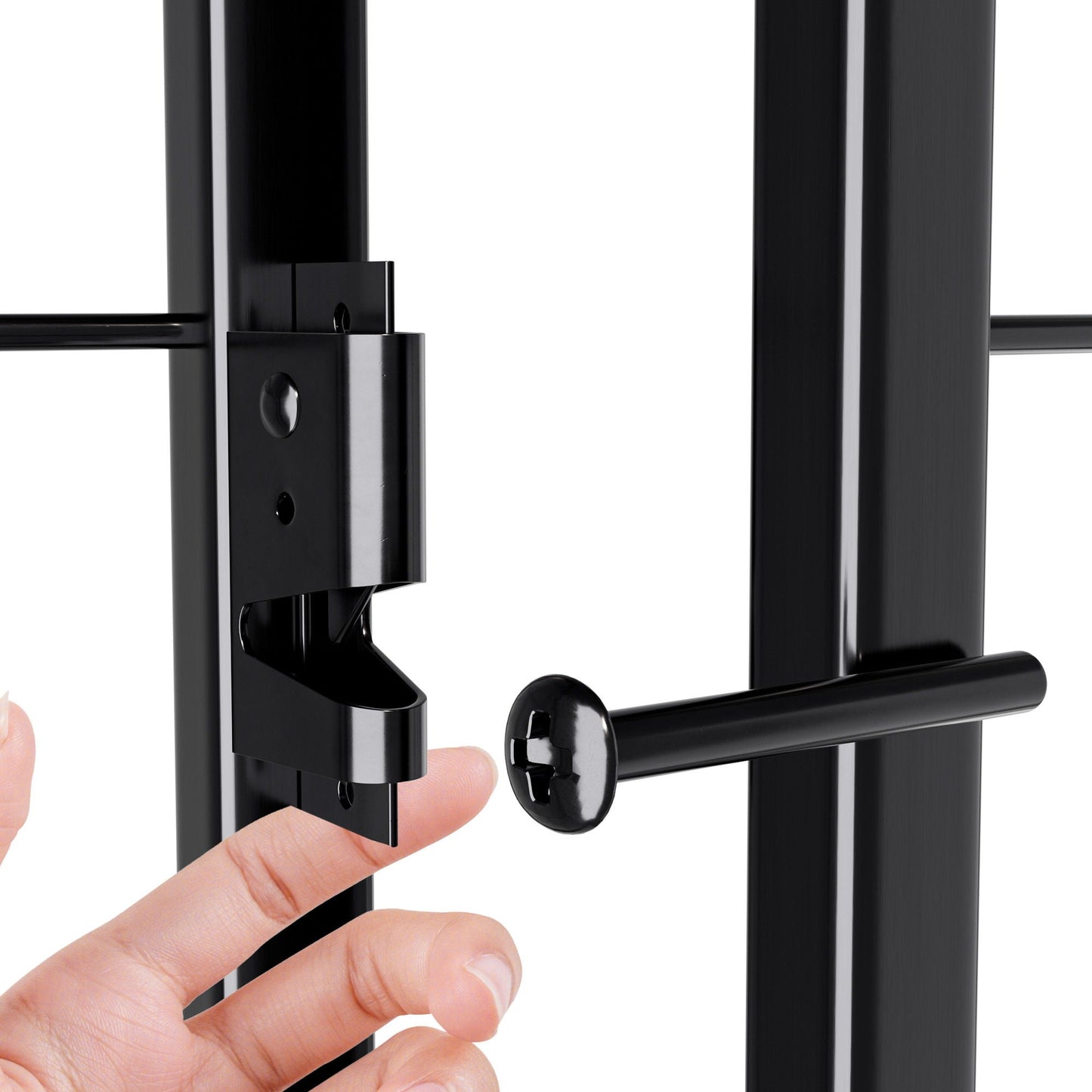 Dog playpen by HouseOfZazla, black hinge latch close-up, 16-panel indoor outdoor fence on Tampa Home & Garden Store