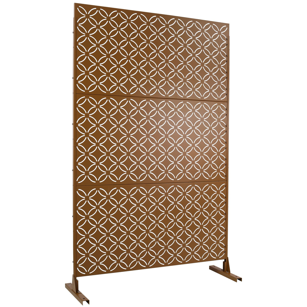 Room divider Metal privacy screen brown rust-resistant steel with circular lattice HouseOfZazla on Tampa Home & Garden Store