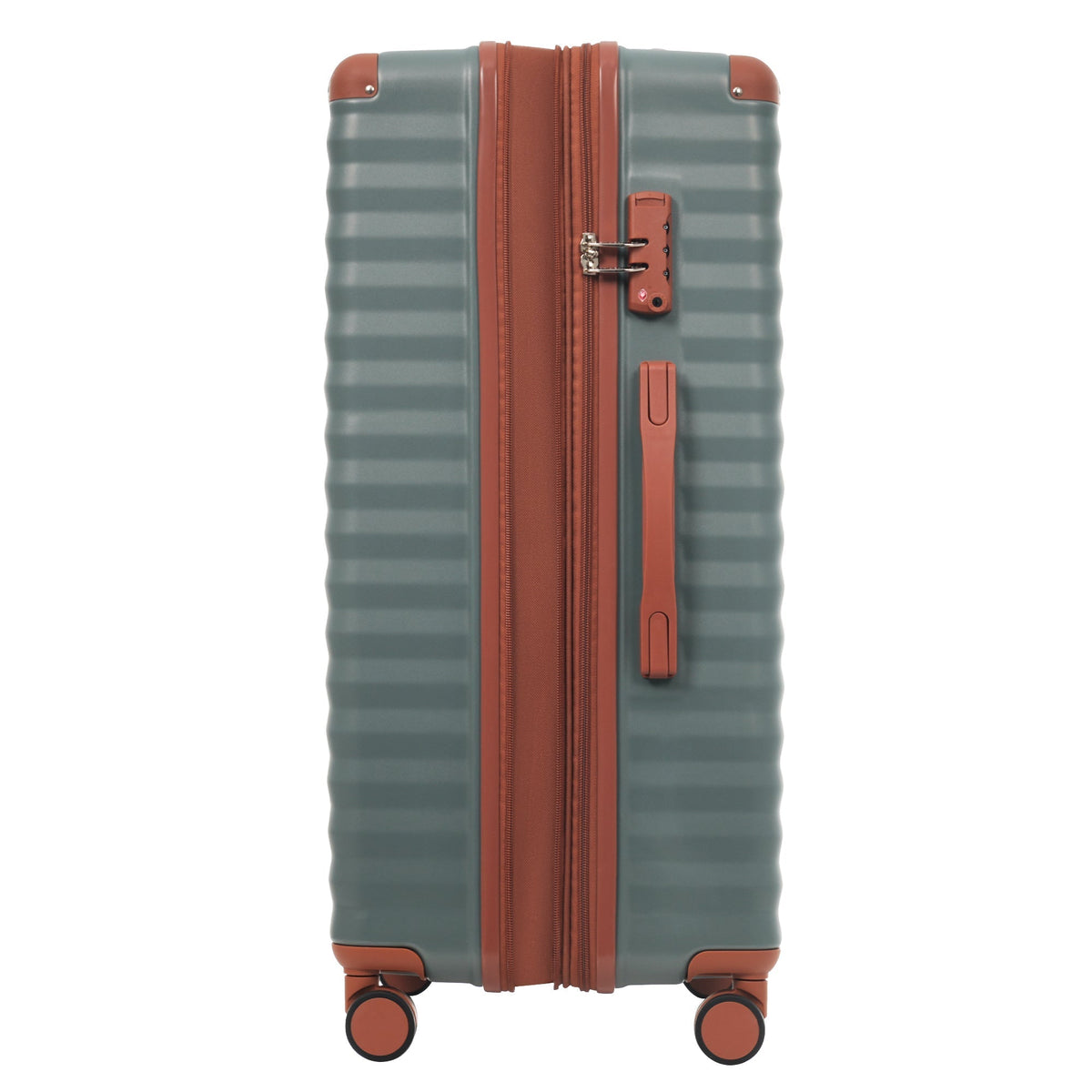 HouseOfZazla deluxe hard-side luggage teal with brown trim, 4 spinner wheels, TSA lock on Tampa Home & Garden Store