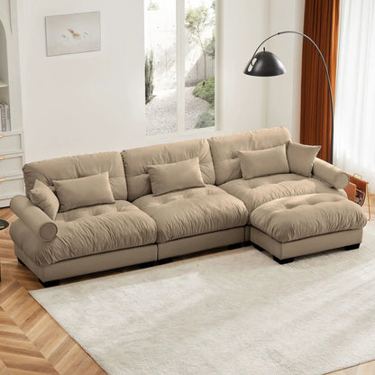 Modern Sectional Sofa with Ottoman and Pillows