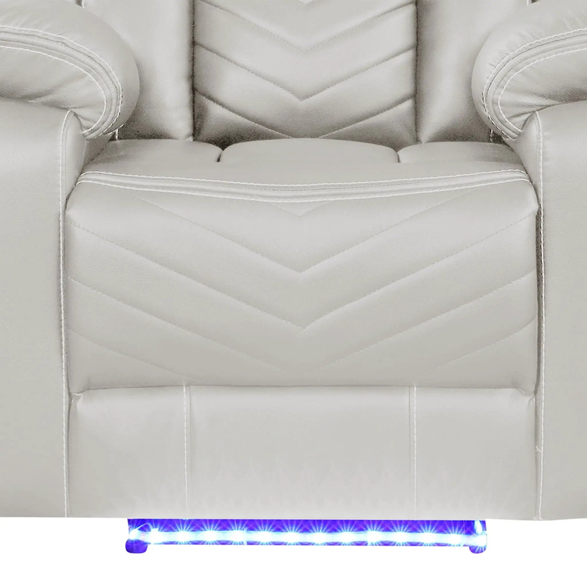 Challenger LED Power Recliner Chair, light gray quilted leather by Unique Piece Furniture on Tampa Home & Garden Store
