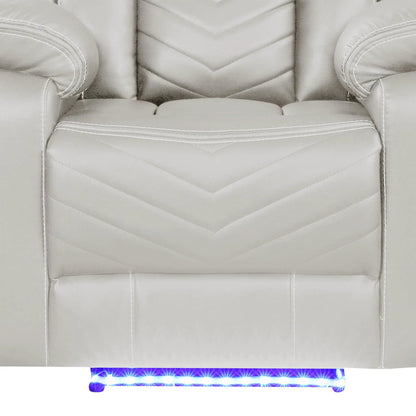 Challenger LED Power Recliner Chair, light gray quilted leather by Unique Piece Furniture on Tampa Home & Garden Store