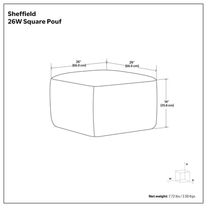 Sheffield Handcrafted Square Buffalo Leather Pouf