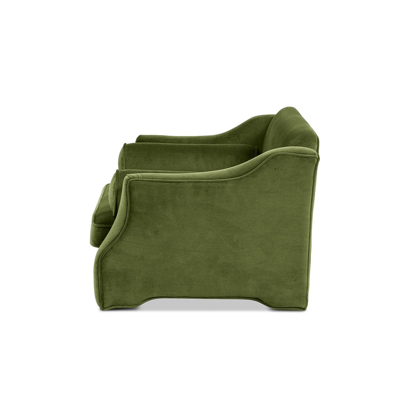 Paloma 35.5in olive dog sofa bed in medium size with curved arms and velvet upholstery on Tampa Home & Garden Store