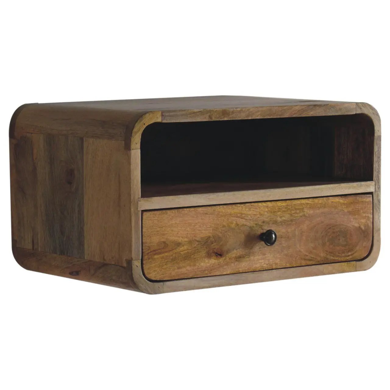 Curved Upper Slot Floating Nightstand with Drawer