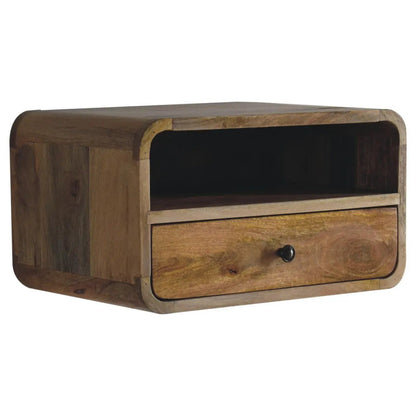 Curved Upper Slot Floating Nightstand with Drawer