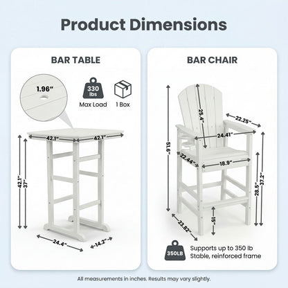 White Bar Height Adirondack Chair and Cup Holder