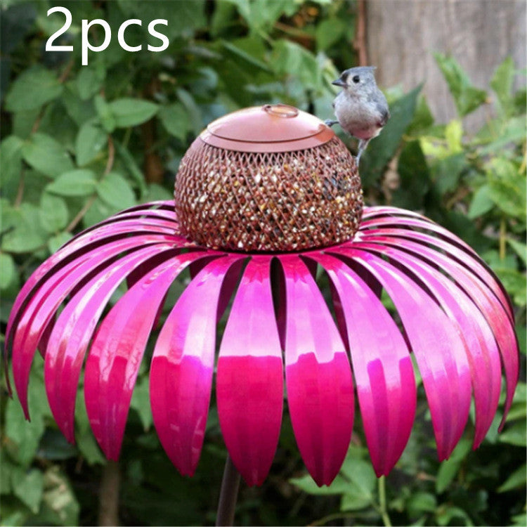 Garden Petal Shape Bird Feeder pink flower design with brown mesh top 2pcs on Tampa Home & Garden Store