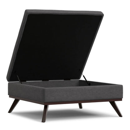Owen multifunctional square coffee table storage ottoman in dark gray fabric with lid on Tampa Home & Garden Store
