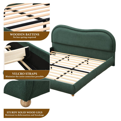 King Upholstered Platform Bed And Oak Legs