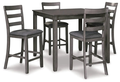Bridson Square Counter Table Set 5 Piece Gray