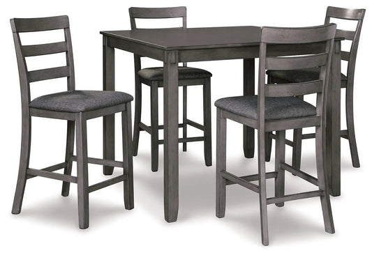 Bridson square counter table set gray wood with cushioned chairs; 5pc by Unique Piece Furniture on Tampa Home & Garden Store
