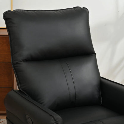 360° modern small rocking swivel recliner chair in black faux leather with side pocket on Tampa Home & Garden Store