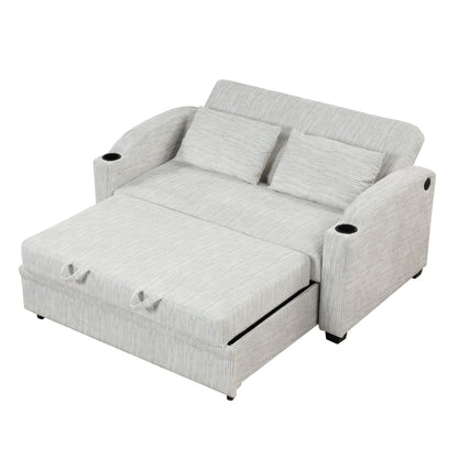 Convertible Sofa With Usb And Adjustable Backrest