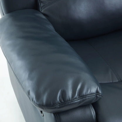 Charlotte Gel Glider Recliner blue leather closeup of armrest stitching by Unique Piece Furniture on Tampa Home & Garden Store