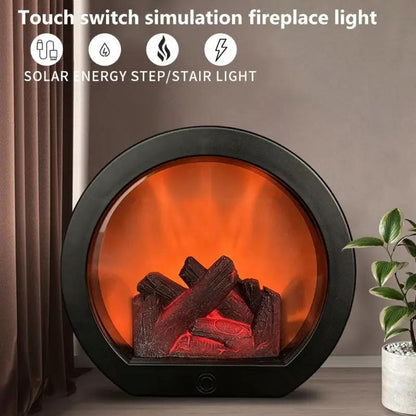 FLIPSTYLEZLLC simulation fireplace firewood lantern lamp orange glass black frame decor on Tampa Home & Garden Store
