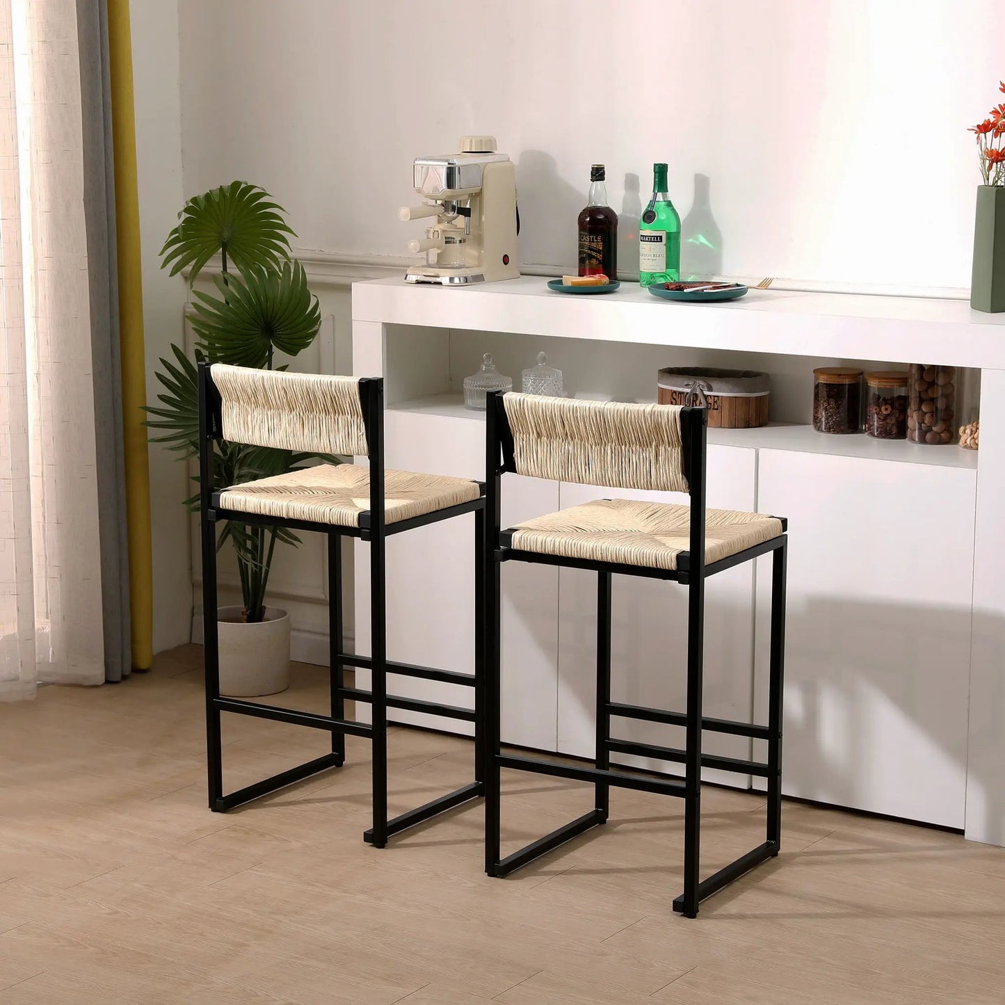 Bar Stools Paper Rope Weave Dining Chairs