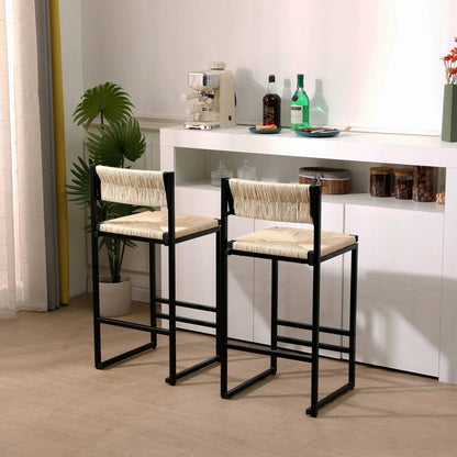 Bar Stools Paper Rope Weave Dining Chairs