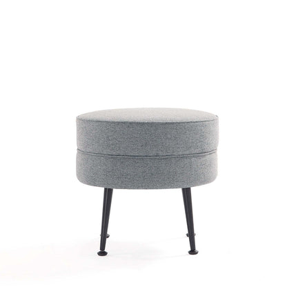 Bailey Accent Ottoman gray textured upholstery round ottoman with black legs HouseOfZazla on Tampa Home & Garden Store