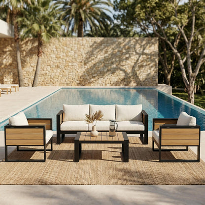 Four Piece Aluminum Outdoor Patio Set for Five