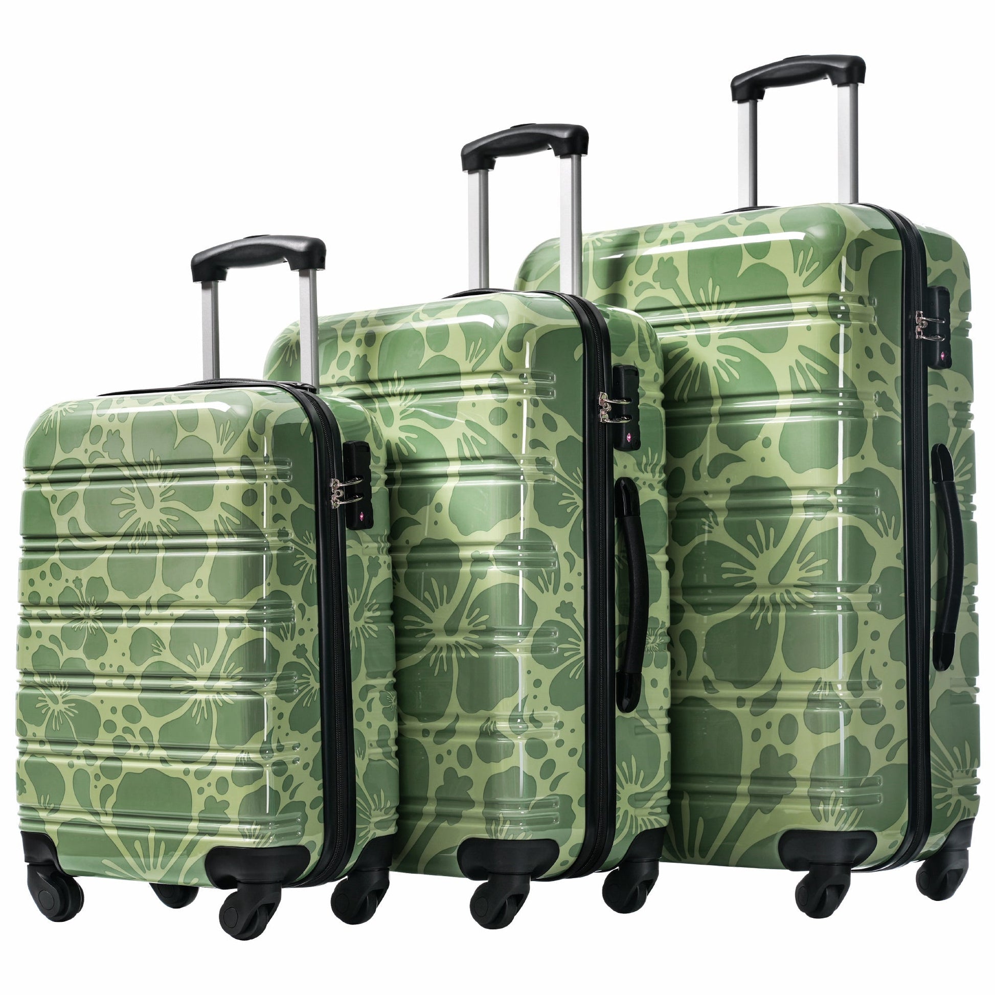 3-piece hard-shell camouflage luggage set with telescoping handles and spinner wheels on Tampa Home & Garden Store