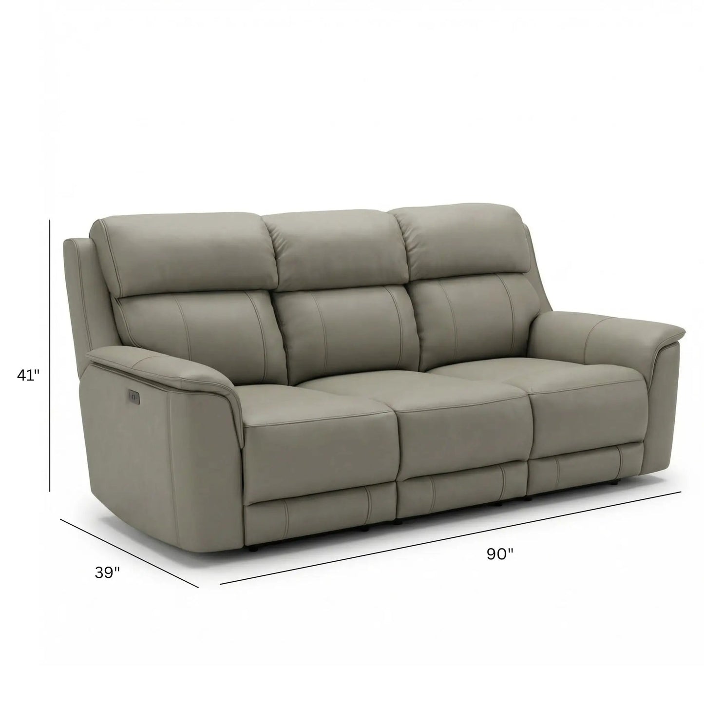 Oslo dual power reclining sofa by Unique Piece Furniture in gray leather on Tampa Home & Garden Store