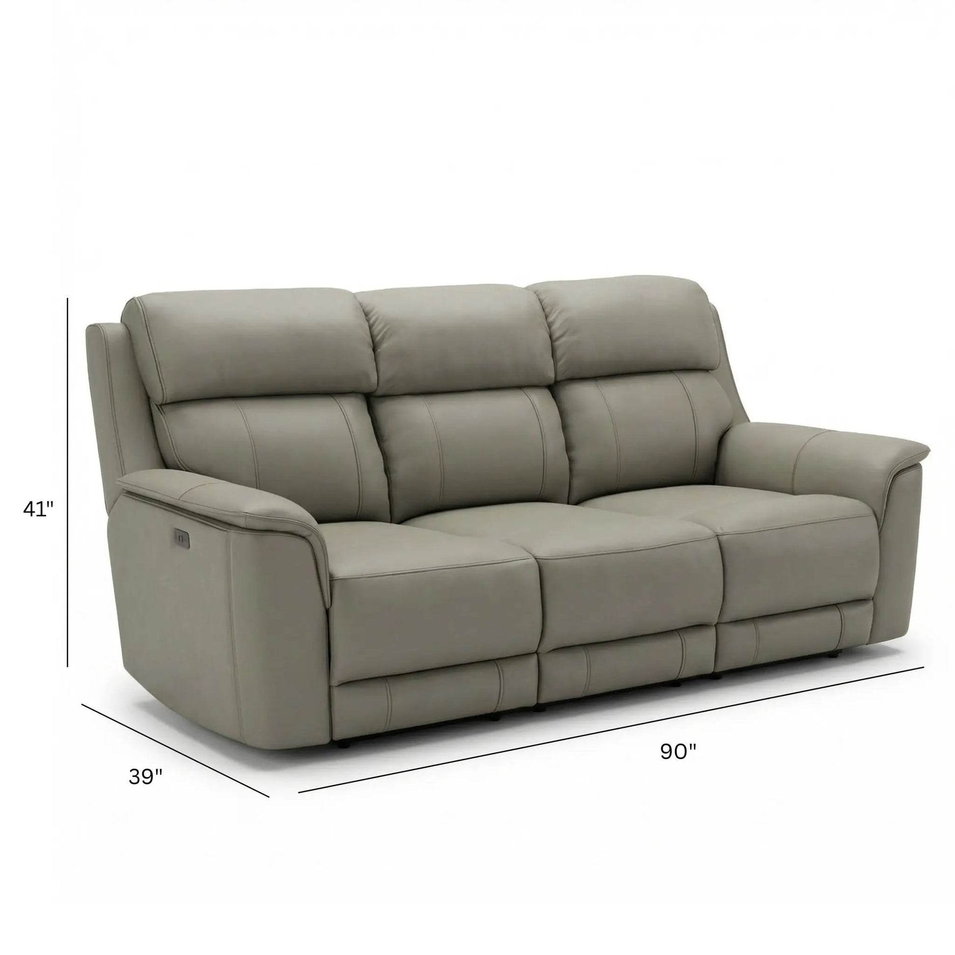Oslo dual power reclining sofa by Unique Piece Furniture in gray leather on Tampa Home & Garden Store