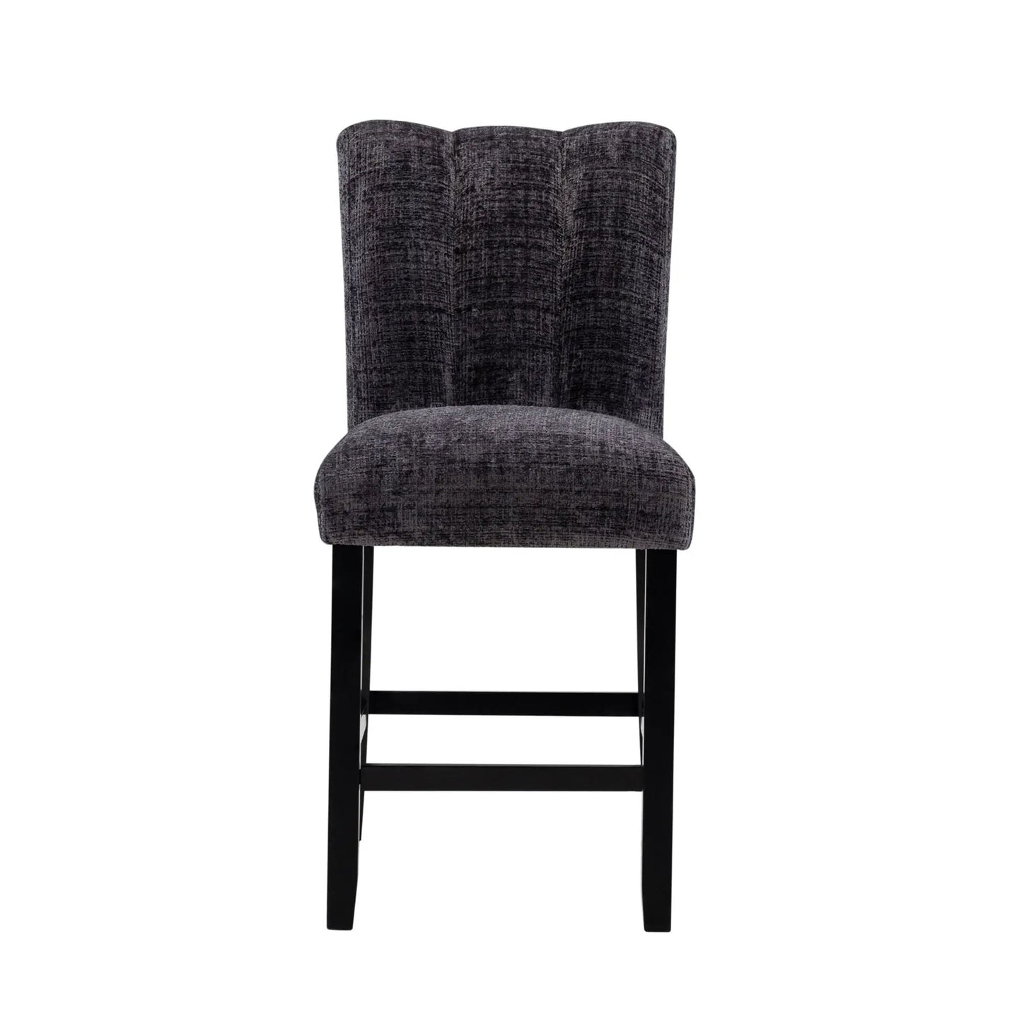 Magaly bar stool in dark gray textured upholstery with black metal legs and footrest on Tampa Home & Garden Store