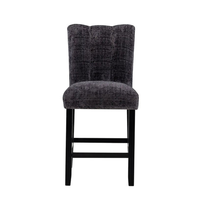 Magaly bar stool in dark gray textured upholstery with black metal legs and footrest on Tampa Home & Garden Store